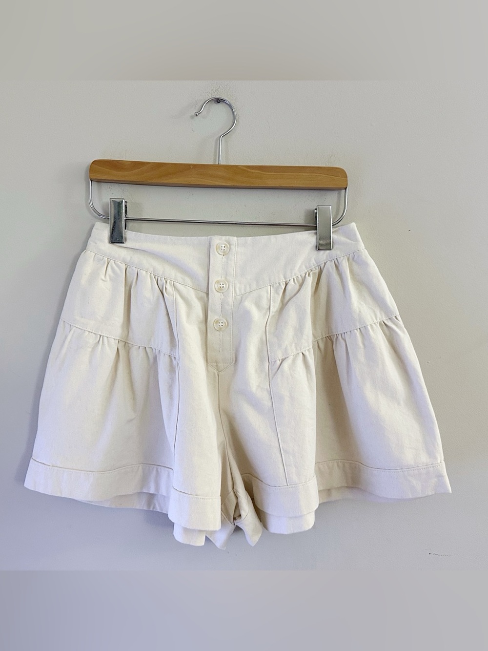 Jade by Jane High-Rise Cream Tiered Button-Front Shorts Fairy Festival Boho
